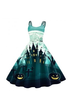 ADMAY Costume de sorcière Pirate Halloween Costume Femme Diable Femme Halloween Imprimé sans Manches Femme au Foyer des année