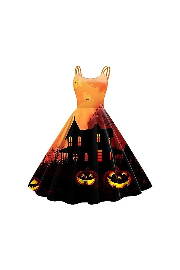 ADMAY Costume de Sorcière Pirate Halloween Costume Femme Diable Femme Halloween Imprimé Sans Manches Femme Au Foyer des Année