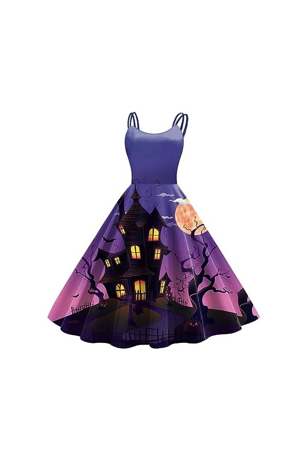 ADMAY Costume de sorcière Pirate Halloween Costume Femme Diable Femme Halloween Imprimé sans Manches Femme au Foyer des année