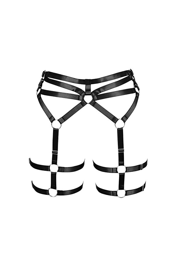 BBOHSS Femmes Body Harnais Mode Garter Hollow Chaussettes Mode Garter Band Punk Gothique Halloween Carnaval Accessoires 2 No