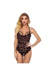 WEITING Sexy Ouvert Entrejambe Lingerie Body Femmes Dentelle Sans Manches Voir À Travers Floral Pyjamas Sexy Costumes Sous-Vê