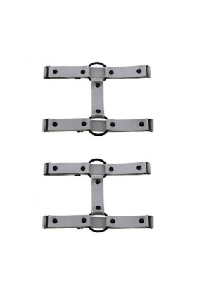 Lot de 2 porte-jarretelles élastiques en cuir punk à double rangée pour femme