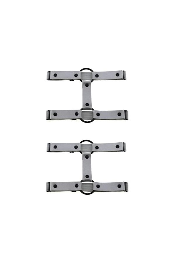 Lot de 2 porte-jarretelles élastiques en cuir punk à double rangée pour femme