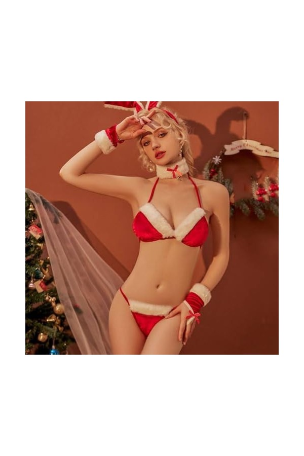 Lingerie De Noël Sexy pour Femme – Mode Dos Nu À Lacets, Dos Nu, Ensemble De Cinq Pièces Érotiques, Créativité, Coutures en D