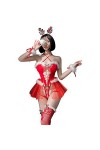 SINMIUANIME Costume de Père Noël pour femme - Lingerie de princesse de Noël - Robe sexy une pièce - 7436 Rouge