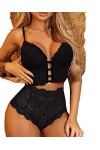 ZTIANEF Bas basSexy Noir Lingerie érotique Pyjama à Trois Points, Noir, 3XL