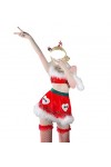 SINMIUANIME Costume de Père Noël pour femme - Lingerie de princesse de Noël - Robe sexy une pièce - 7436 Rouge