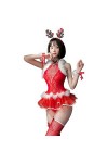 SINMIUANIME Costume de Père Noël pour femme - Lingerie de princesse de Noël - Robe sexy une pièce - 7436 Rouge