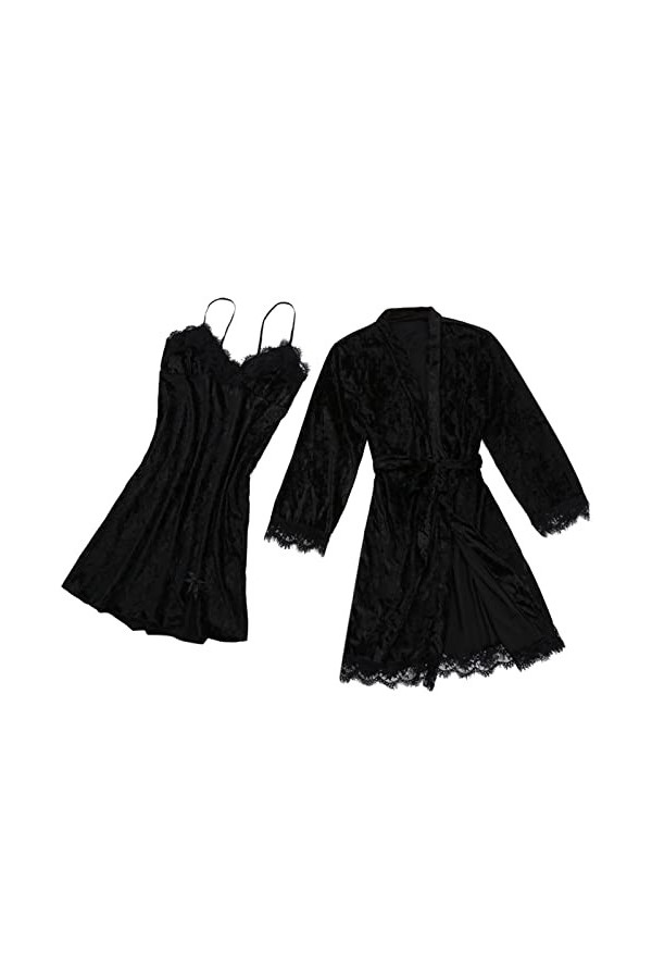 Lingerie Femme Sexy Ensemble Homme Sexy Hot y.2k Pyjama Sexy pour Femmes Dentelle Velours Dentelle de Couleur Solide Pyjama D