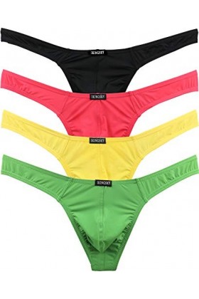 iKingsky String Ultra Fin et Ultra Léger sous-vêtements Homme Soyeux Tanga pour Homme avec Dos en T L, Pack de 4 