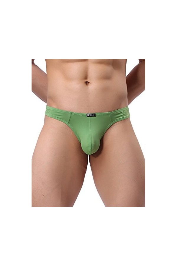 iKingsky String Ultra Fin et Ultra Léger sous-vêtements Homme Soyeux Tanga pour Homme avec Dos en T L, Pack de 4 