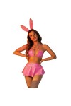 ROSVAJFY Femme Sexy Costume dHalloween Cosplay Lapin Wetlook Lingerie Set Babydoll Cuir Peint, Soutien-gorge Bracelet Croisé
