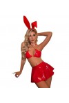 ROSVAJFY Femme Sexy Costume dHalloween Cosplay Lapin Wetlook Lingerie Set Babydoll Cuir Peint, Soutien-gorge Bracelet Croisé