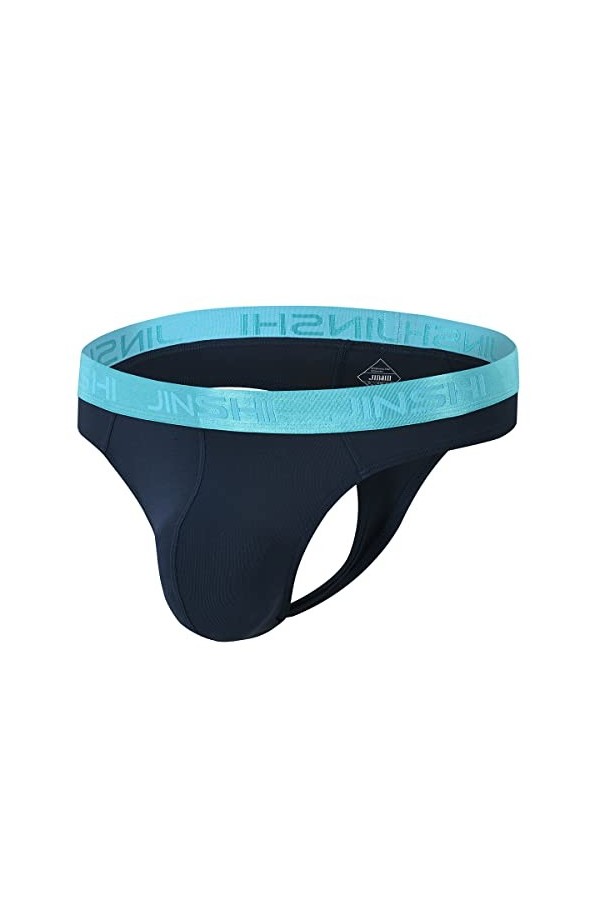 ZUOLAIYIN Tanga Homme avec Grand Renflement Poche Hommes String Grande Poche Tangas pour Hommes String Homme Sexy Noir Bambou