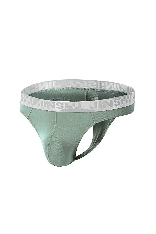 ZUOLAIYIN Tanga Homme avec Grand Renflement Poche Hommes String Grande Poche Tangas pour Hommes String Homme Sexy Noir Bambou