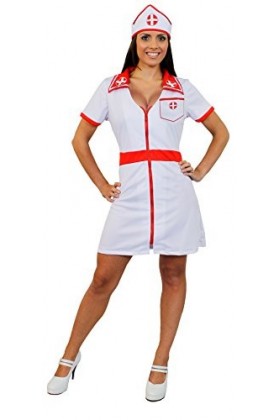 I LOVE FANCY DRESS LTD Déguisement pour femme avec cette tenue dinfirmière sexy blanche et rouge comprenant une jupe courte 