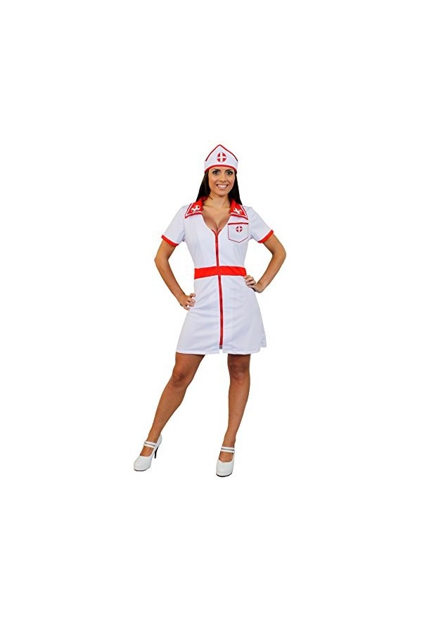 I LOVE FANCY DRESS LTD Déguisement pour femme avec cette tenue dinfirmière sexy blanche et rouge comprenant une jupe courte 