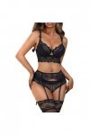 Lingerie féminine 4 pièces Sexy Soutien-Gorge Knickers Jarretière Ceinture Tentation Set