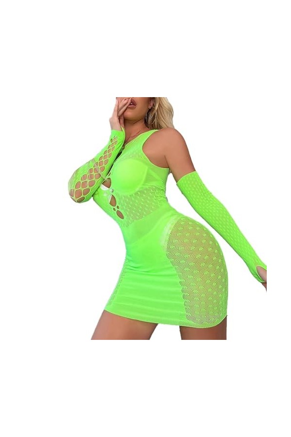 GRRKDFQ Lingerie Sexy Hot Chaude Robes Semi-Transparentes en Résille Érotique, Rouge, Taille Unique