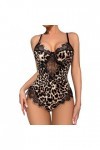 Lingerie sexy pour femme - Lingerie érotique - Grandes tailles - Noir - Avec trou - Nuisette - Sous-vêtement gainant - Entrej