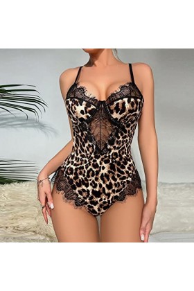 Lingerie sexy pour femme - Lingerie érotique - Grandes tailles - Noir - Avec trou - Nuisette - Sous-vêtement gainant - Entrej