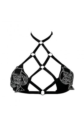 SINROYEE Lingerie sexy pour femme - Haut de bikini - Costume de diable - Costume gothique - Pour bar, festival, rave, Hallowe