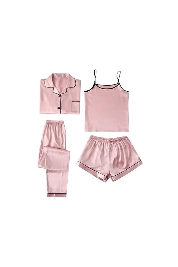 HANXIULIN Pyjama Sexy pour Dames Pyjama Homewear col V Lingerie Bretelles vêtements de Nuit Pyjama Fluide Coupe trapèze Bando