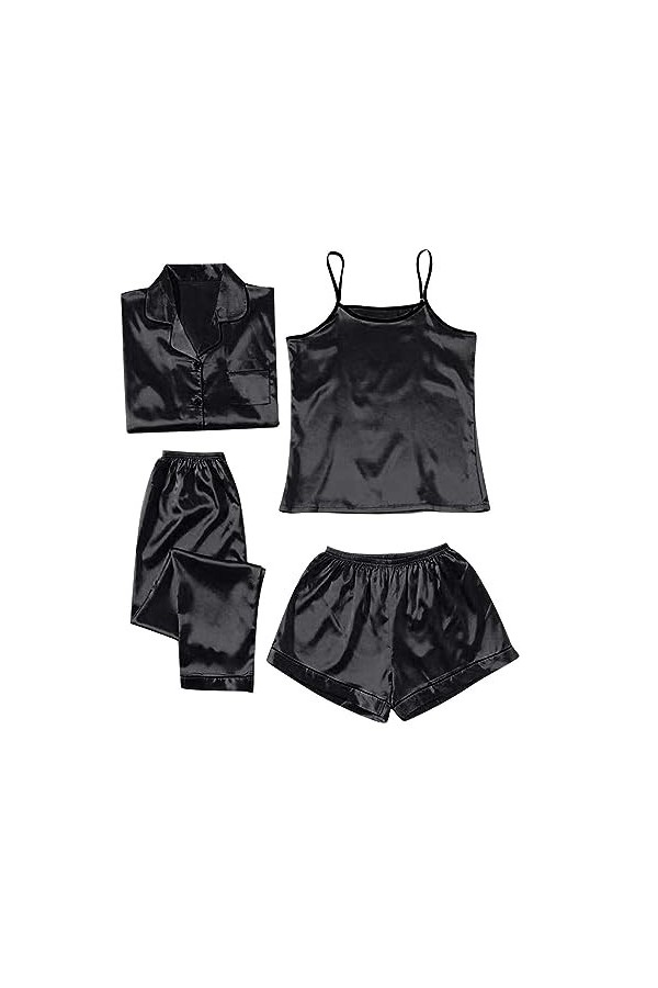 HANXIULIN Pyjama Sexy pour Dames Pyjama Homewear col V Lingerie Bretelles vêtements de Nuit Pyjama Fluide Coupe trapèze Bando