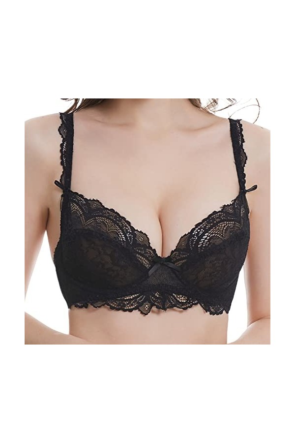 Femmes Sexy Plus Taille Bra Dentelle Bralette Underwire Push Up Anneau en Acier Plus Taille Soutien-Gorge