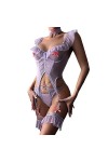 ULLIAN Strings Sexy Femme Lingerie érotique en Maille Extensible Sexy avec épissure en arête de Poisson - Combinaison Dos Nu 