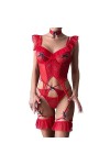 ULLIAN Strings Sexy Femme Lingerie érotique en Maille Extensible Sexy avec épissure en arête de Poisson - Combinaison Dos Nu 