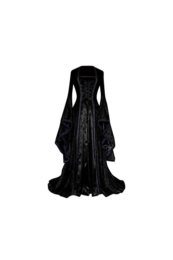 TWIOIOVE Nezuko Costume Cosplay Robe Femme Style Rétro Couleur Solide Manche Trompette Long Princesse Vêtements Sexy Grande T