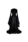 TWIOIOVE Nezuko Costume Cosplay Robe Femme Style Rétro Couleur Solide Manche Trompette Long Princesse Vêtements Sexy Grande T