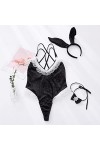 PONNYC Mignon&nbsp;Bunny Girl Cosplay Costume Halloween Femmes Rose Velours Sexy Jumpsuit Erotic Roleplay Kawaii Lingerie pour Cou