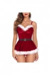 Fulidngzg Costume Femme Sexy Rouge Robe de Noël Sex Tenue Cosplay Erotique Lingerie XXL Jolie Robe de Mère Noël Costume de Fê
