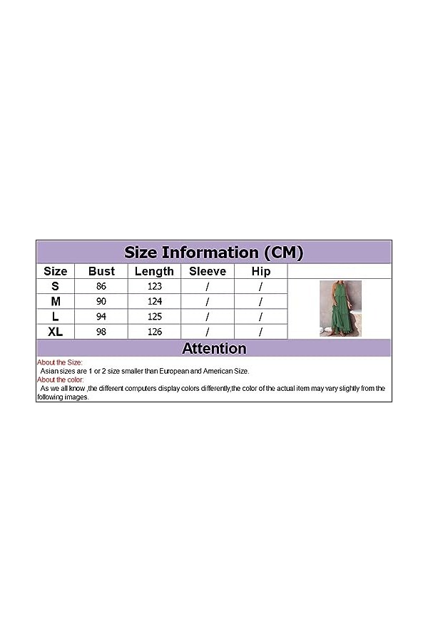 Robe Longue à Volants for Femmes, Couleur Unie, décontractée, Ample, sans Manches, ajourée, à Nouer, sur la Plage, fête, Maxi