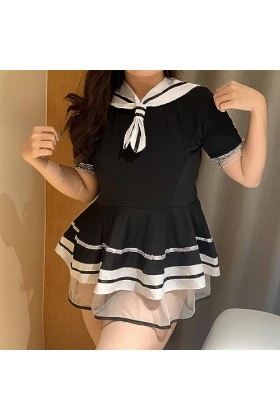 QNCLO Tablier de cosplay pour femme de soubrette française uniforme Noël boule de maquillage grand sous-vêtements grande tai