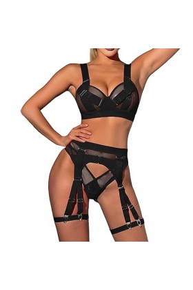 Lingerie Japon pour Femmes Lingerie Amusante Sexy Mesh Splicing Bretelles Confortables Passionné Ensemble de Quatre pièces Se