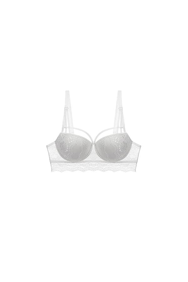 Soutien-Gorge en Dentelle Sexy Femme avec Anneau en Acier et Bretelles 3/4 Tasse de Lingerie Ultra-Mince