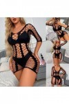 SHANHE Sexy Résille Mini Robe Femmes Lingerie Sexy Lingerie Chaude Femmes Mesh Stretch Robe-Noir,Taille Unique