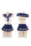 QNCLO Combinaison sexy pour femme, étudiante, cosplay, ouverture combinaison anime poupée ludique sous-vêtements bleu blanc2