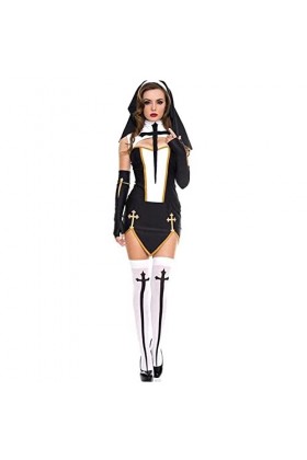 LQQDREX XCSM Costume de religieuse sexy pour Halloween, église, cosplay religieux, déguisement pour homme coquin, uniforme po
