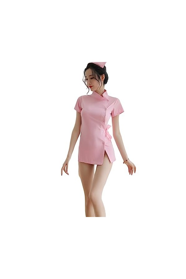 QNCLO Sous-vêtements sexy pour infirmières et médecins - Tenue de jeu de rôle - Vêtements coquins rose 2 