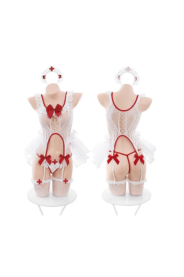 QNCLO Sous-vêtements sexy pour infirmières et médecins - Tenue de jeu de rôle - Vêtements coquins rose 2 