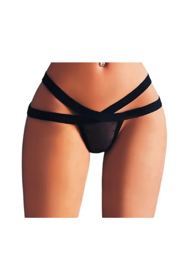 ZTIANEF Érotisme Sexe Et Sensualité String Sexy en Maille Transparente Ajouré Noir pour Lingerie, Culotte, Slip, sous-Vêtemen