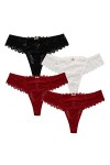 HMLOPX Daily Wear String en Dentelle for Femme Sexy T Back sous-vêtement Respirant Stretch No Show Culotte Lot de 4 Color : 