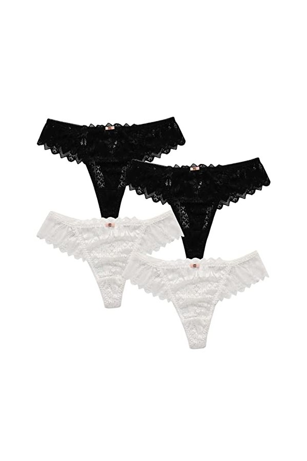 HMLOPX Daily Wear String en Dentelle for Femme Sexy T Back sous-vêtement Respirant Stretch No Show Culotte Lot de 4 Color : 