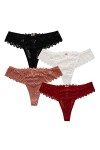 HMLOPX Daily Wear String en Dentelle for Femme Sexy T Back sous-vêtement Respirant Stretch No Show Culotte Lot de 4 Color : 