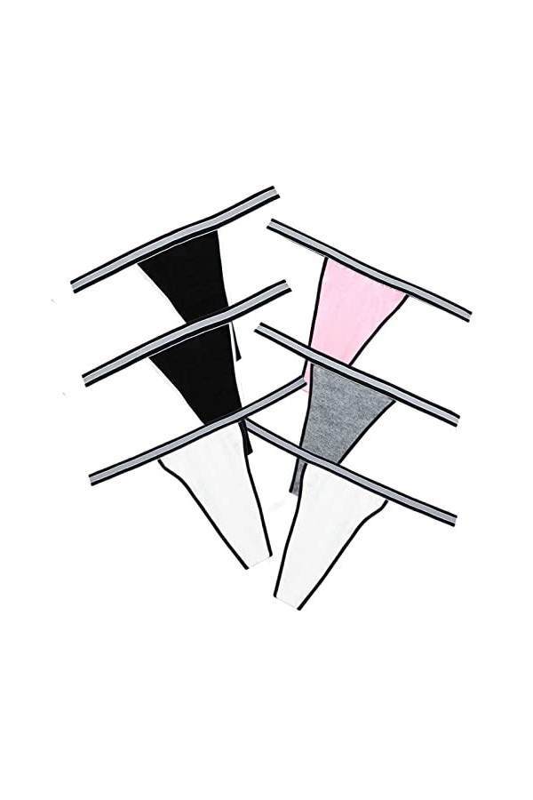 Daily Wear Lot de 6 Strings String for Femme en Coton Stretch T-Back Tangas Culotte Taille Basse Color : Combo 1, Size : L/L