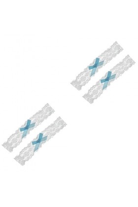 Garneck 4 Pièces De Mariée Dentelle Legband Fleurs Décoration Blanc Porte-Jarretelles Blanc Décor De Mariage Mariée Dentelle 